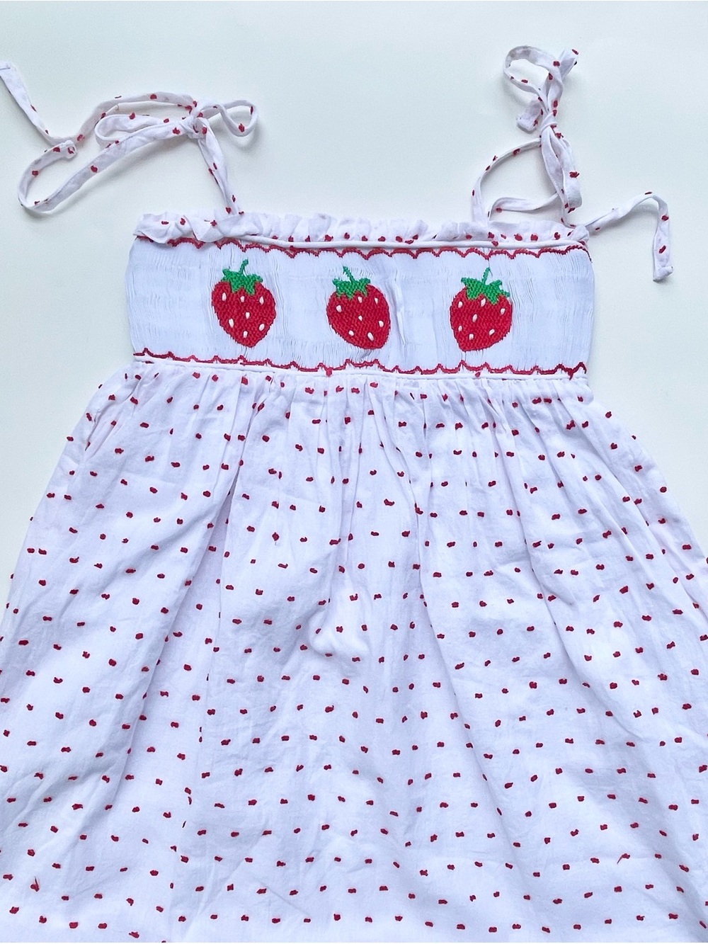 Smockingbird Size 4 Smocked Strawberry Dress — Toddler Girl Heirloom, Classic